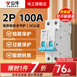 公牛（BULL）空气开关2P3P小型家用空开电闸过载保护断路器开关插座面板双极 2P 100A空开【升级窄体】