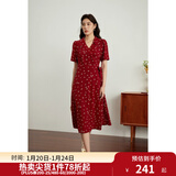 独束大码女装法式小翻领连衣裙女夏季新款遮肉显瘦雪纺裙子 红色-长款 XL （尺码：3）