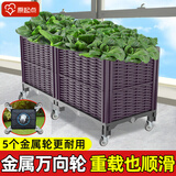 原起点阳台楼顶种菜箱长方形蔬菜种植箱神器种菜盆菜箱塑料花箱户外 【金属轮】加深2联箱100*40*40