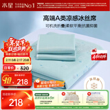 水星家纺冰丝凉席可机洗凉席冰丝席子1.5x2米软凉席可折叠三件套床笠款