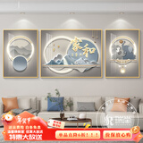 瑞尚（RUISHANG） 北欧客厅装饰画轻奢沙发背景墙挂画简约墙上壁画餐厅玄关墙画 家和万事兴A 左右40*60+中间80*60晶瓷面黑框