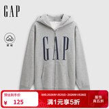 GAP男女装2025秋季新款logo印花抓绒宽松运动连帽衫卫衣 灰色 M (170/92A)亚洲尺码【偏大,建议拍小一码】
