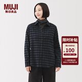 MUJI 女式 法兰绒 衬衫领 长袖衬衫衬衣内搭上衣纯棉冬季女装格子 深绿色格纹 L （165/88A）