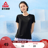 匹克速干t恤男夏季冰巢科技跑步运动短袖吸湿透气健身服 黑色-【冰丝女款】 L 【男175/女170】