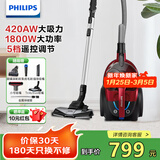 飞利浦（PHILIPS）卧式吸尘器家用 小型手持吸尘器大吸力大功率 有线吸尘器 强力除螨吸猫毛吸尘机FC9735 FC9735/81（旗舰款）