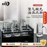 青苹果白酒杯二两杯刻度分酒器玻璃酒壶6只 家用饭店用
