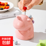 独角兽水果轻奢陶瓷餐具套装家用可爱高级不锈钢收纳安全水果叉子 陶瓷马卡龙粉独角兽+6叉