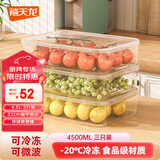 禧天龙冰箱保鲜盒食品级冰箱收纳盒塑料密封盒蔬菜水果冷冻盒 4.5L 3个