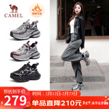 骆驼（CAMEL）银月户外复古老爹鞋厚底休闲鞋 L24A283742R 黑/银(加绒) 36