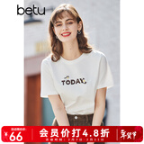 betu百图女装春装新款宽松韩版卡通印花短袖T恤ins潮JD2102T08 白色 M