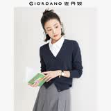 佐丹奴（Giordano）针织开衫女小外套 纯棉V领小衫女 外搭纯色女外衣05350649