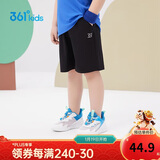 361°儿童短裤夏季男女童3-12岁透气运动裤梭织五分裤 黑 110