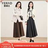 娅丽达格雷系黑色仿毛呢a字半身裙女2025秋季新款显瘦伞裙灰裙子 灰色 S