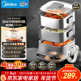 美的（Midea）电蒸锅电煮锅电火锅多功能锅家用电热锅304不锈钢蒸魔方mini大容量多用途锅MZ-ZGC2323ZD88