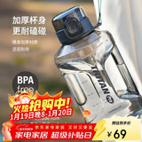 乐扣乐扣（LOCK&LOCK）小水库大容量塑料运动水杯户外冷水壶刻度把手男女杯子2.2L灰色