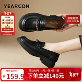 意尔康小皮鞋女英伦风厚底增高舒适乐福鞋25春款 49861W 黑色3 39