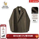 William fox&sons威廉福克斯仿麂皮绒小西服男轻商务复古宽松易打理便西休闲西装男 咖色(双排扣） XL /52