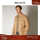 巴鲁特（Brloote）双面呢夹克男高品质休闲拉链翻领工装贴袋羊毛外套 卡其 165/88A
