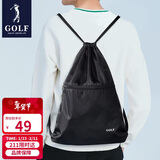 高尔夫（GOLF）防泼水抽绳双肩包休闲运动背包时尚多功能轻便抽绳包束口袋 黑色