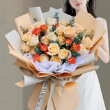 馨仪鲜花速递玫瑰向日葵康乃馨花束生日礼物全国同城配送 33朵香槟玫瑰