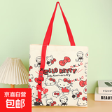 樱桃KT帆布包女学生便携上班帆布兜手提包手拎便当帆布袋 红色凯蒂猫单肩包（36*35）