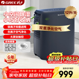 格力（GREE）【轻音小巧+空气净化】除湿机抽湿机家用12升/天雨季除潮防霉负离子净化适用单间≤24㎡DH12ENA1A