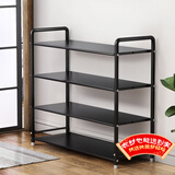 安尔雅鞋架门口多层置物架宿舍金属收纳架出租房家用多功能 4层黑色