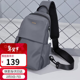 高尔夫GOLF胸包男防泼水单肩包男士大容量斜挎包男轻便休闲运动背包潮流手机包韩版男包1E163923J鸦灰色