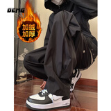 OEMG  美式加绒加厚休闲保暖裤男秋冬季冲锋工装裤子高街户外长裤男 加绒加厚黑色 【福利款】 4XL [建议175-190斤]