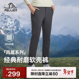 伯希和（Pelliot）【风盾】冲锋软壳裤女冬季保暖抓绒裤防风高弹长裤男125107018灰L
