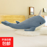 海洋动物鲨鱼抱枕床上安抚玩偶毛绒玩具可爱大号鲸鱼男女生日礼物 鲸鱼蓝色 60cm