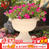 爱丽思（IRIS）浮雕杯型创意大花盆户外庭院家用树脂塑料欧式绣球高脚花盆 35E【浅米色】约6L