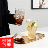复古宽口玻璃杯冰美式咖啡杯大容量苏打气泡水杯饮品杯果茶杯 宽口果茶杯【双只400ML】