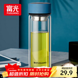 富光男女士双层玻璃杯 高硼硅玻璃304茶隔水杯子 带茶隔泡茶杯400ml