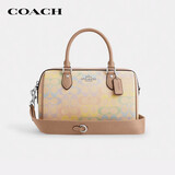 蔻驰（COACH）【品牌直供】女士ROWAN中号手提斜挎波士顿包沙黄色CDA90礼物