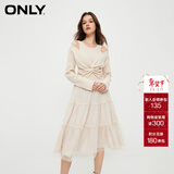 ONLY通勤气质收腰U领欧根纱套装连衣裙女|124146002 A03 毛艺灰色 L (170) 88A