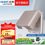 正泰（CHNT）防水盒防溅盒 86型暗装防水开关插座面板 卫生间塑料防水壳 86型香槟色