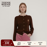 Teenie Weenie小熊秋季绵羊毛软糯毛针织开衫简约通勤毛衣外套女装 棕色 XS (155)
