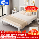 科虎【顺丰入户】床铁艺床双人床家用单人铁架床简约出租房铁床 白色高头平尾【加粗加厚】 1.5*2.0m【店长重点推荐款】