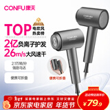 康夫（CONFU）2亿负离子护发电吹风机折叠家用便携不伤发大风速大功率宿舍女士男士用吹风筒 新年礼物 KF-3153灰