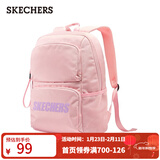 斯凯奇（Skechers）双肩包男女同款学生经典红色书包时尚大容量休闲运动旅行通勤背包 冰粉色/01F6
