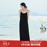 茵曼（INMAN）波西米亚吊带油画连衣裙女2026夏季新款度假裙子 黑色 M