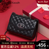 CALWAN KEODH包包女款轻奢真皮链条斜挎包单肩小方包送生日情人节礼物女朋友 黑色-礼盒装