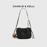CHARLIE&KELLI CK品牌包包女款斜挎包云朵包轻奢小众单肩女包送女生日新年礼物 黑色【京仓配送 赠礼袋】