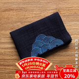 容山堂和幸棉麻茶布茶巾吸水加厚养壶巾干泡茶席桌旗茶具配件布垫茶水巾 四层祥云棉麻茶巾-藏青