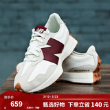 NEW BALANCE 【新年骐骥红】NB327官方休闲鞋女秋冬舒适百搭增高低帮运动鞋 灰色/米白/酒红 WS327KA 37 (脚长23.5cm)