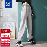 唐狮春夏季新款女休闲裤显瘦高腰抽绳束脚运动裤子女 加绒款/浅麻灰 S