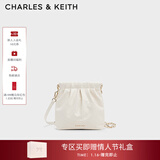 CHARLES&KEITH迷你菱格流浪包单肩斜挎双肩包包女包生日新年礼物CK2-60782390 【S号】Cream奶白色 S