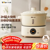 小熊（Bear）电砂锅 电炖锅 煲汤锅 炖汤锅 电炖盅 焖炖锅 养生煮粥锅3-4人用煲仔饭分体式电砂锅DSG-D30S1 3L