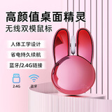 联想生态品牌异能者 无线鼠标 双模2.4G蓝牙 可爱兔子女生 轻音办公家用 笔记本台式通用 鎏金玫瑰N520